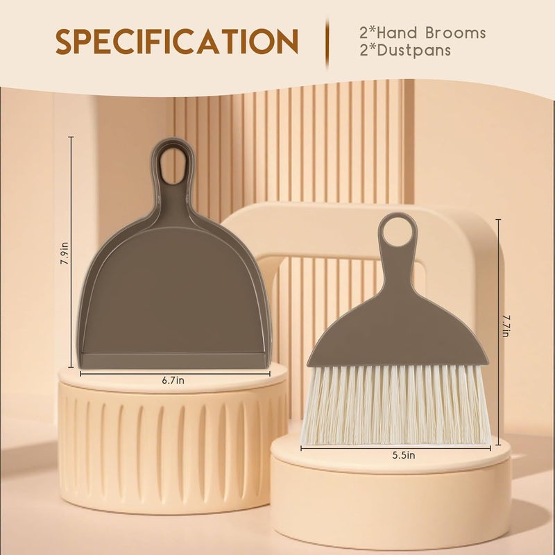 ThinkLearn 2PCS Small Broom and Dustpan Set, Mini Dust Pan and Brush, Hand Whisk for Pets, Kids, Desk, Home, Camping, Brown Cleaning Supplies - Image 5